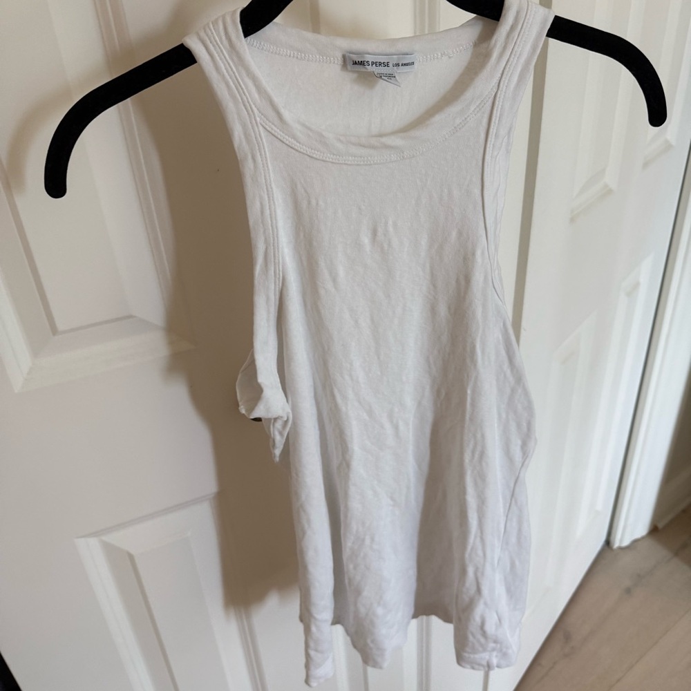 James Perse White Racerback Tank Top Size 1